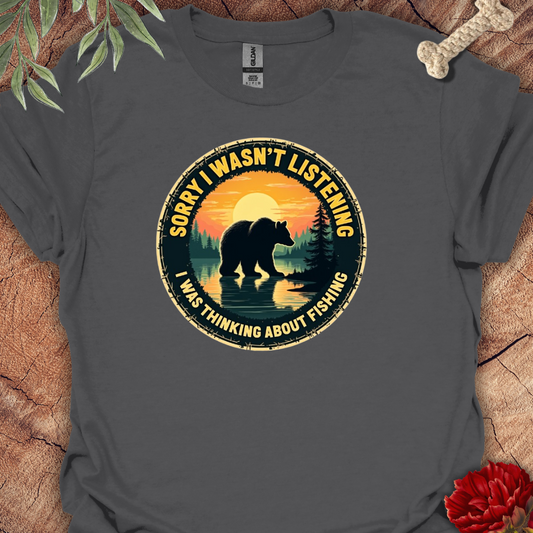 Bear Thinking about Fishing Tee